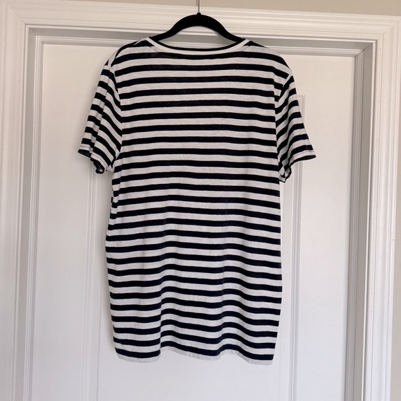 J. Crew Slub Cotton V Neck Tee in Navy Stripe | XL - Picture 3 of 6